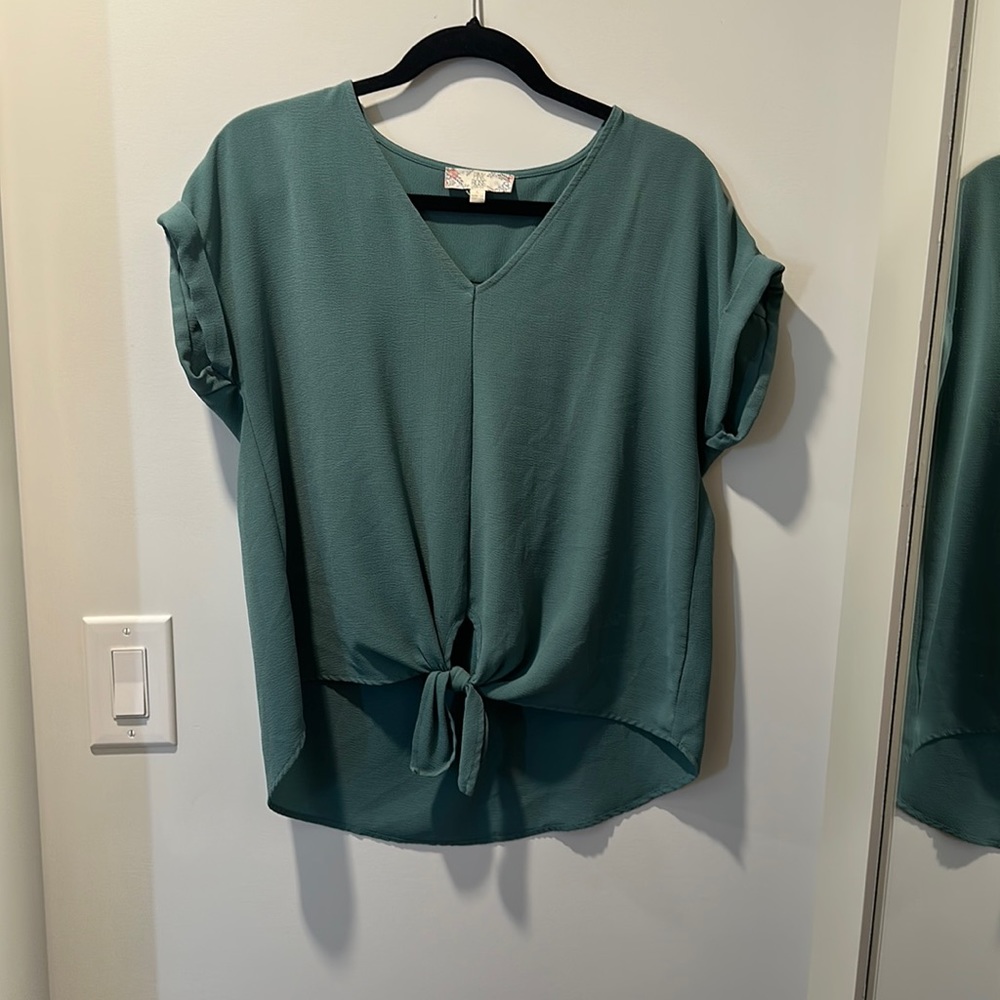Flowy Green Knot Top